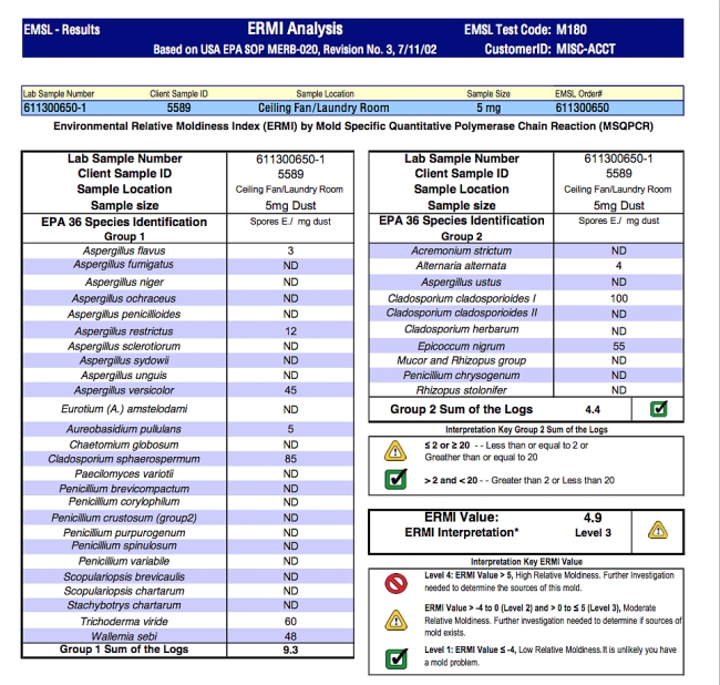 ERMI Report Sample - click to enlarge